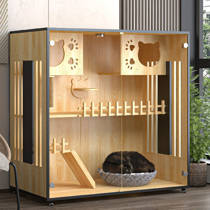 猫别墅实豪华大号木笼笼子屋家用室内猫咪房子猫窝柜批发厂家