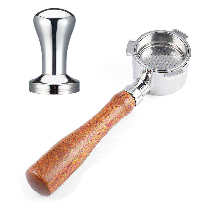 批发德龙咖啡压粉器不锈钢实心便携压压器填粉锤搭配木柄德龙手柄