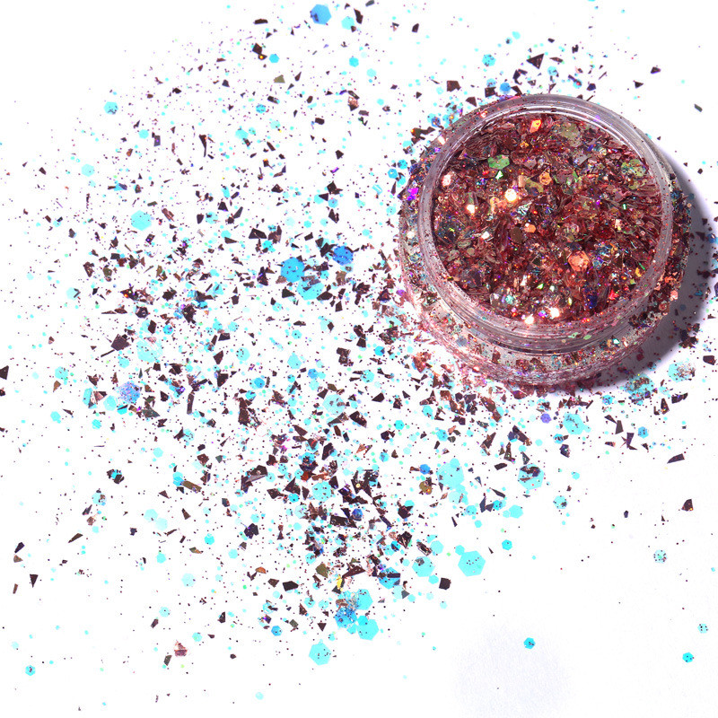1kg祺泰gls幻彩色金葱粉pet异形亮片镭射闪粉混美甲彩妆现货