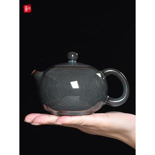 家用 青瓷茶壶单壶陶瓷全手工泡茶壶哥窑铁胎西施壶单人茶具小套装