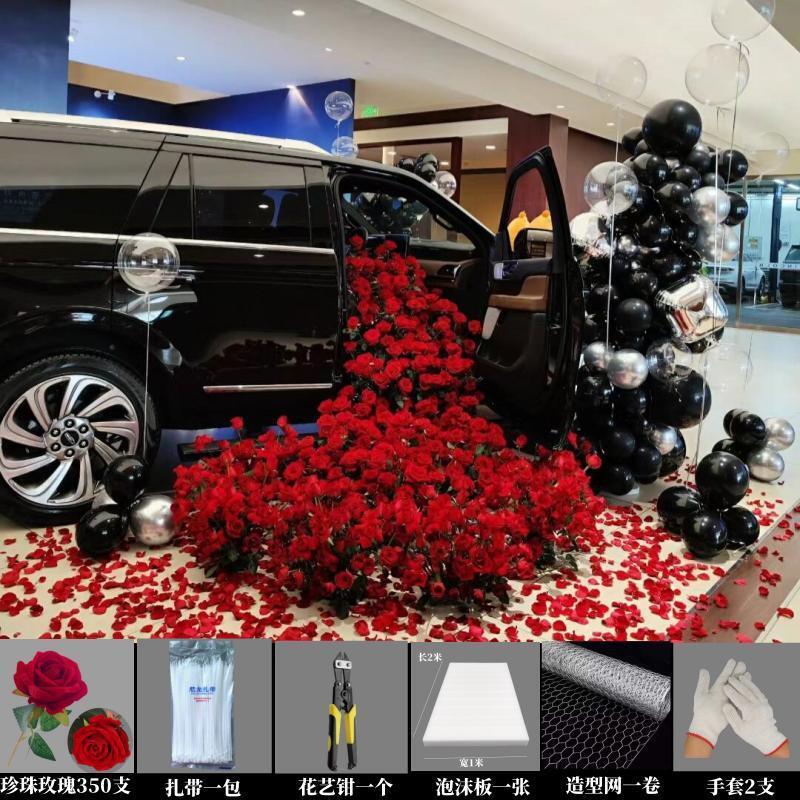 仿真玫瑰花瀑布瀑布冰川假花墙场景网红打卡玫瑰花背景墙花墙布置