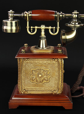 masefiel欧式仿古式实木工艺复古老式电话座机插卡无线家用创意