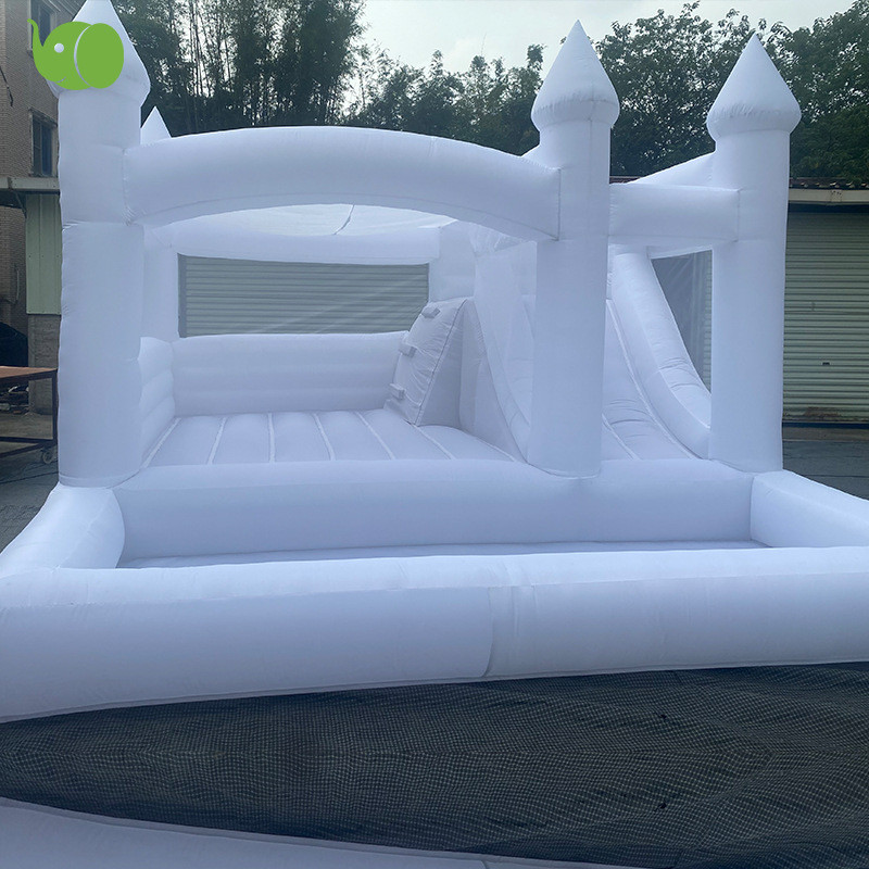 外贸充气婚礼蹦床活动跳床海洋球池组合白色欧美滑梯派对户外