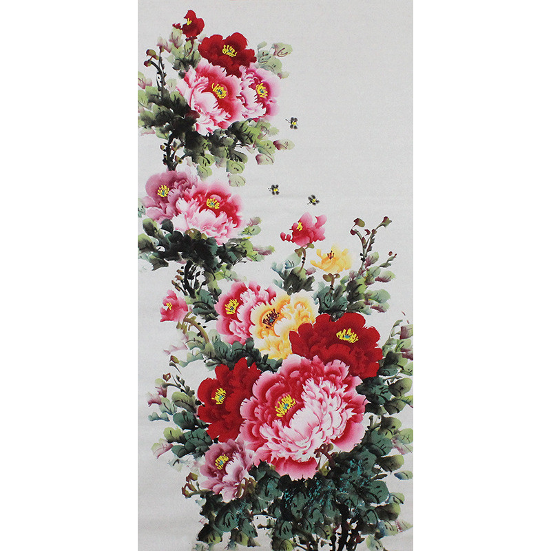 四尺画芯手绘国画书画批发写意牡丹花开富贵纯客厅中国风装饰画
