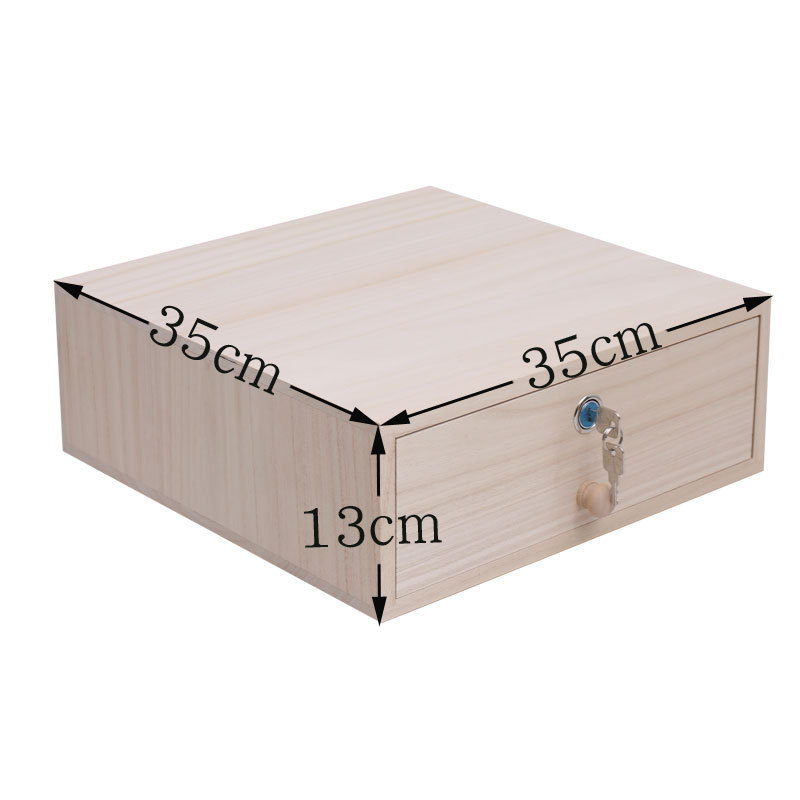 w1tr带锁收纳盒实木收钱抽屉式家用办公桌面大容量质摆摊单层