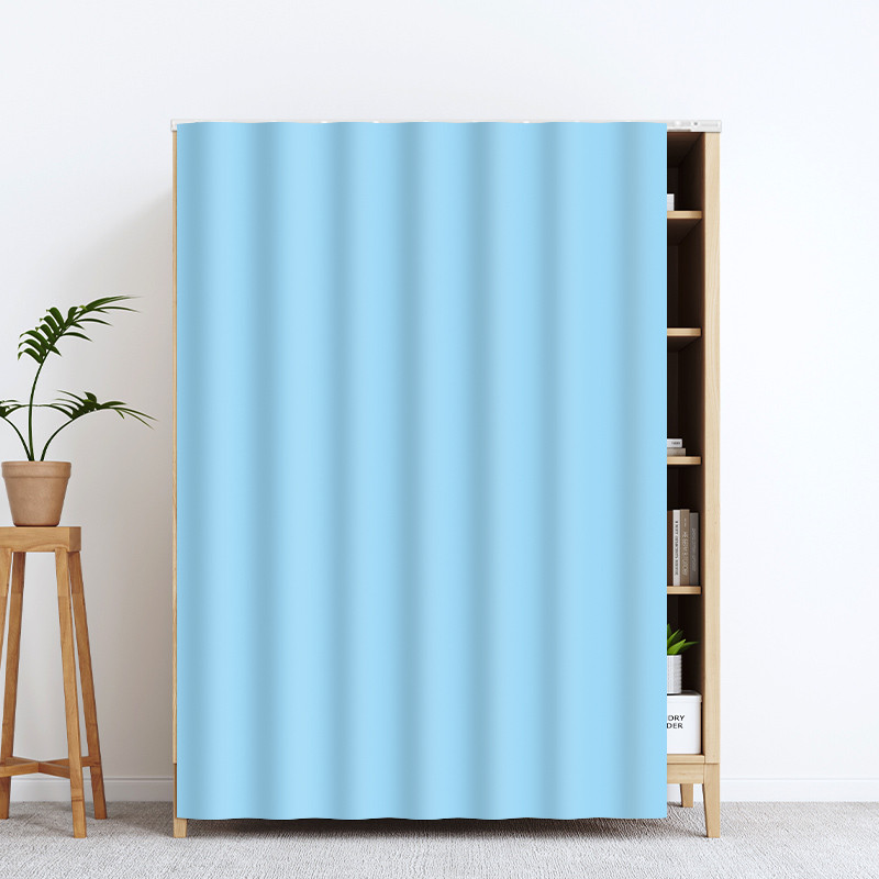 gju8衣柜门帘滑轨拉帘开放式衣帽间书柜遮挡帘鞋柜橱柜子纯色防尘