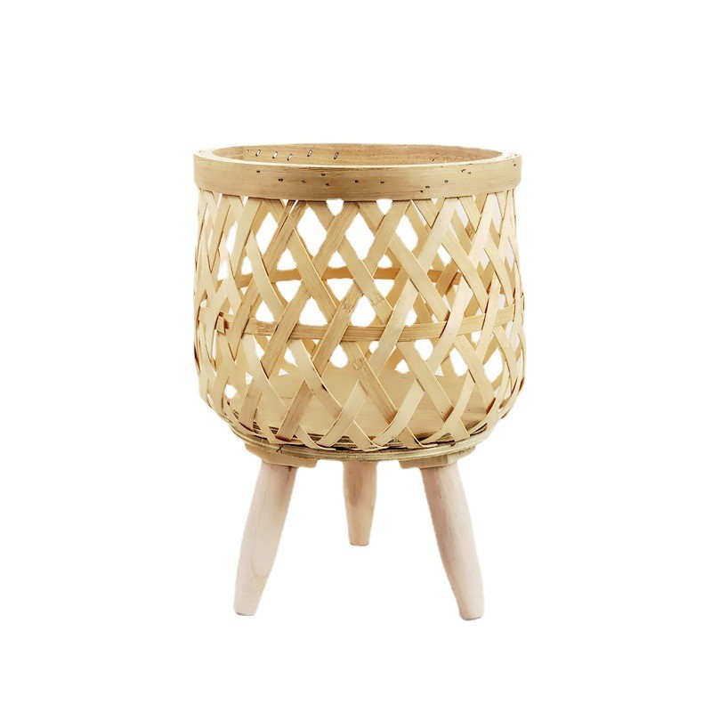 装饰ins风客厅植物竹编花篮北欧龟背竹藤编花盆阳台花架编织篮子