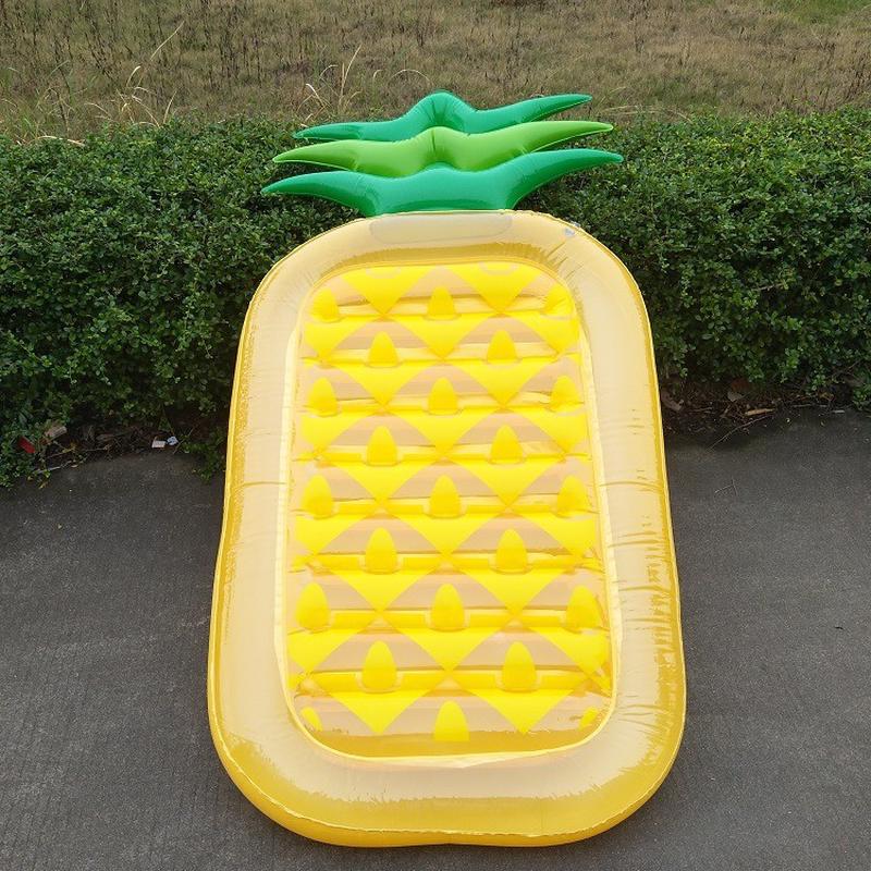 现货水上批发充气黄色菠萝浮排泳圈水上充气浮床游泳圈成人