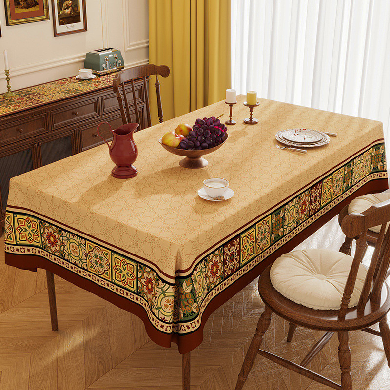 氛围感桌布轻奢高级感家用台布长方形餐桌布雪尼尔复古防水茶几布