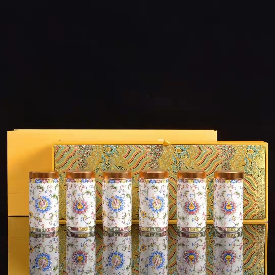 德化陶瓷小罐茶专用送礼羊脂玉满彩迷你白瓷茶叶密封罐套装礼品
