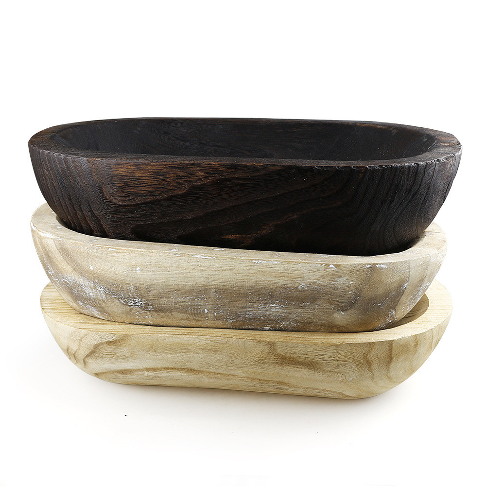 木制面团碗装饰碗农舍乡村木碗装饰烛台桐木托盘餐桌中心装饰