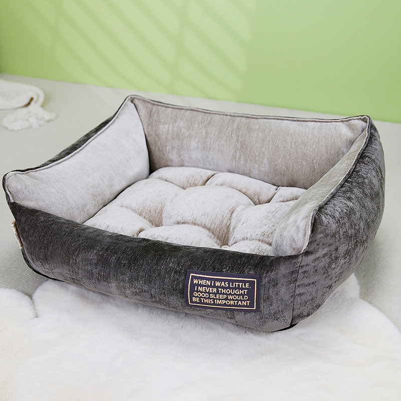 宠物四季通用方中高档雪尼尔长狗窝大型犬窝垫猫床棉布加厚猫窝垫