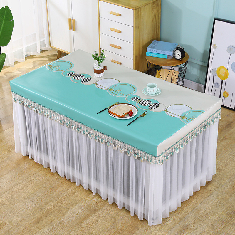 新款油皮桌布防水防油两件套防烫桌罩四季可用