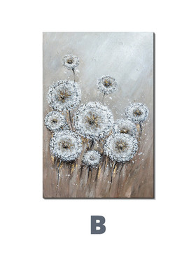 纯手绘花卉大芬村油画客厅玄关抽象装饰画简美轻奢花束肌理画