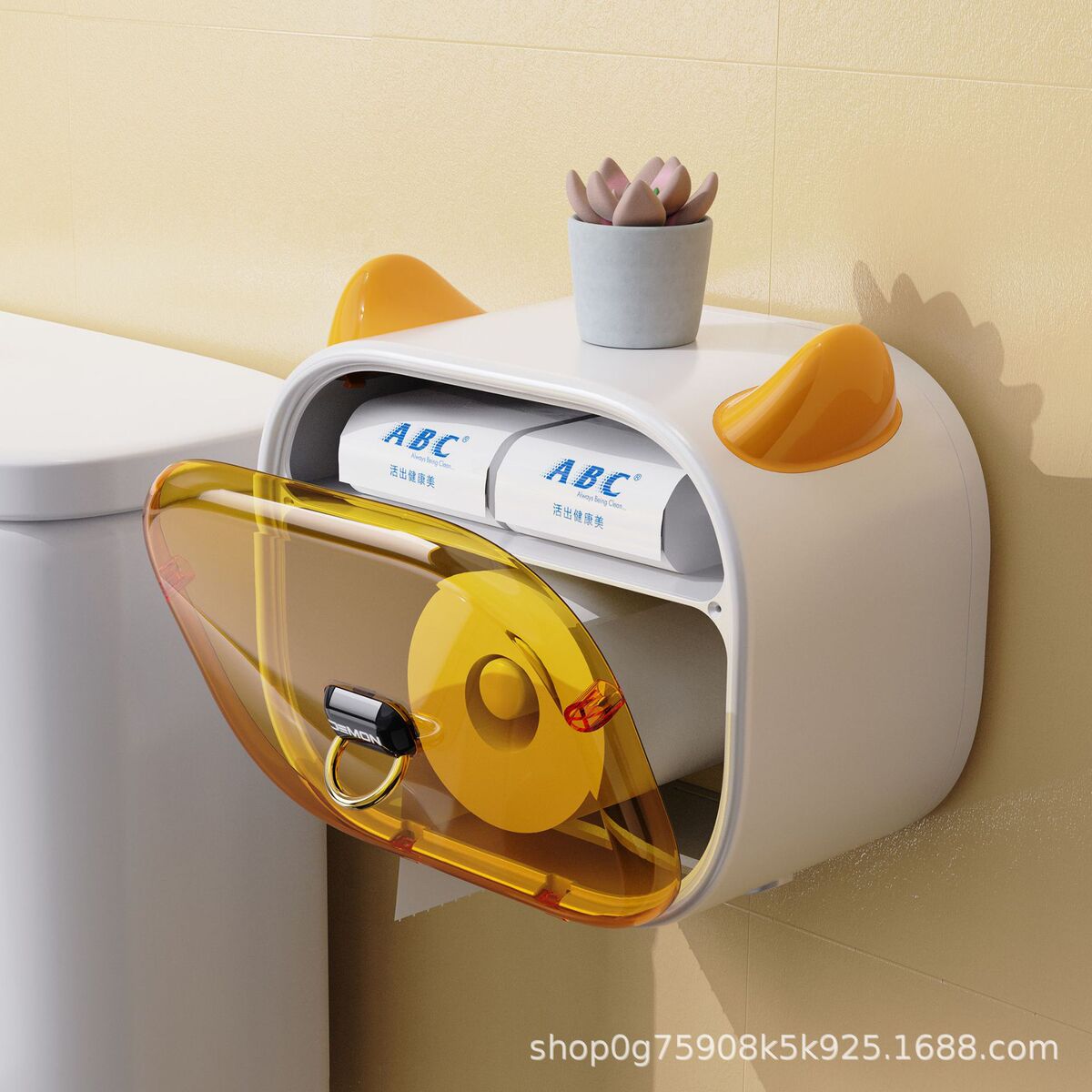 热销浴室纸巾盒厕所壁挂卷纸架收纳盒免打孔小恶魔厕纸盒抽纸盒轻