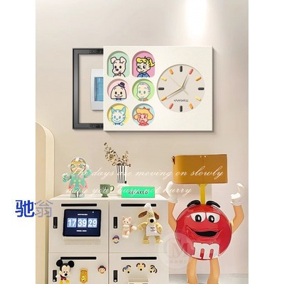 oxs多巴胺电表箱装饰画遮挡电闸开关盒带钟表创意挂画配电箱遮丑