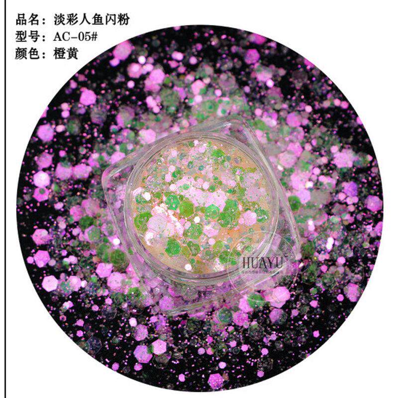 夏日冰透超薄金葱粉diy流麻滴胶材料六边形幻彩配饰亮片闪粉批发