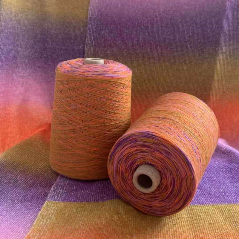 天塞羊绒羊毛七彩纱色彩自然过渡粗纺纱线内蒙古工厂直供纺订可