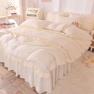 网红款少女心磨毛四件套韩版公主风单双人床裙被套床单床上三件套