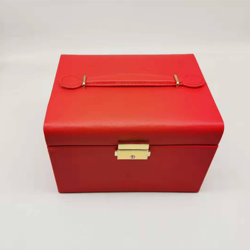 高档首饰箱三层抽屉式PU皮首饰盒首饰收纳盒收纳饰品珠宝包装盒