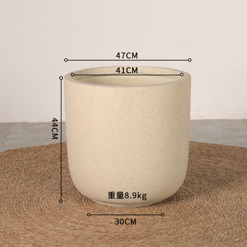 简落地北欧风格轻奢质感氧化镁泥绿花盆阳台花园大号透气水泥花盆
