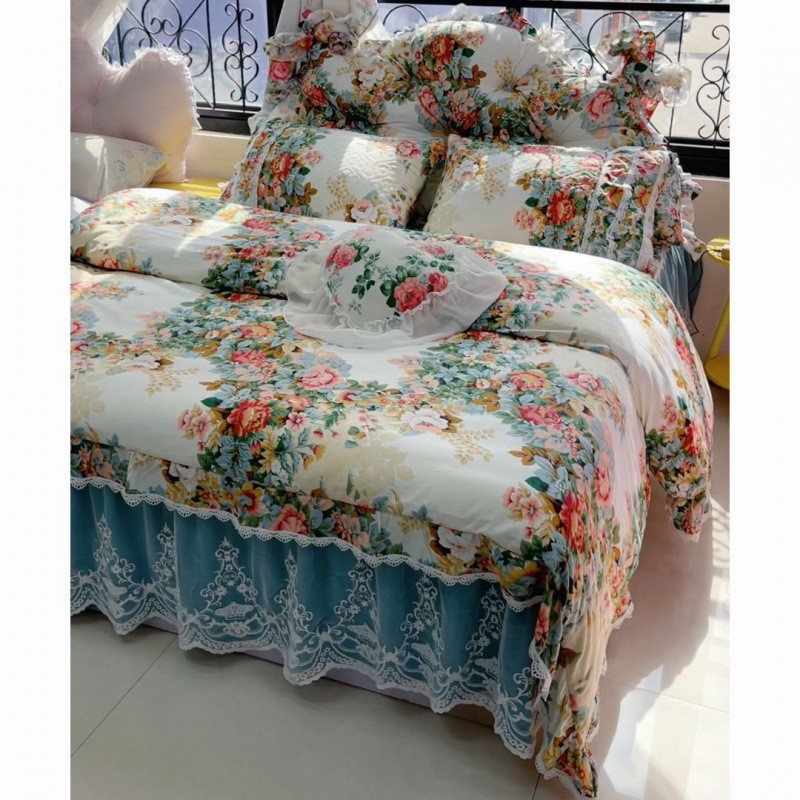 匠心诚品天香床裙四件套欧式公主风四季蕾丝花边高档床盖