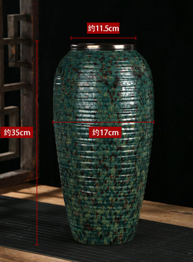 景德镇陶瓷三件套干花绿美式简约现代花瓶插花复古水培花盆摆件