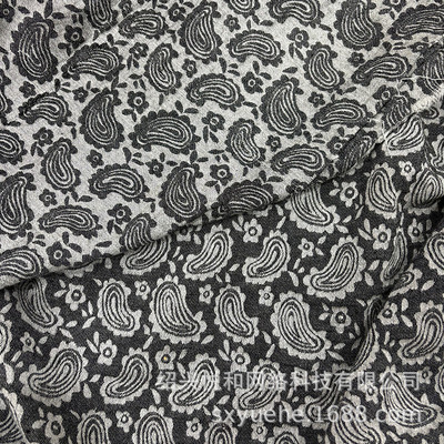 亚麻棉砂洗腰果提花面料复古柔软双面服装裤装布料t8610