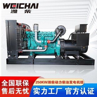 潍柴250KW柴油发电机组养殖商业备用应急发电机无刷全铜电机