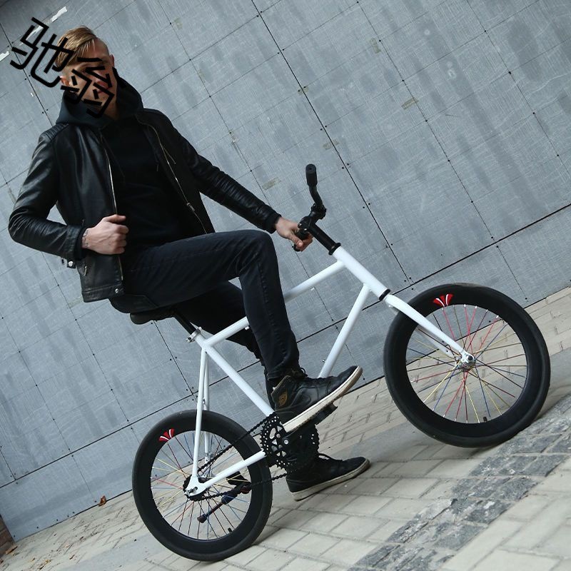 热销e没死飞自行车成年人20寸越野单车公路赛车实心胎变速翘头高