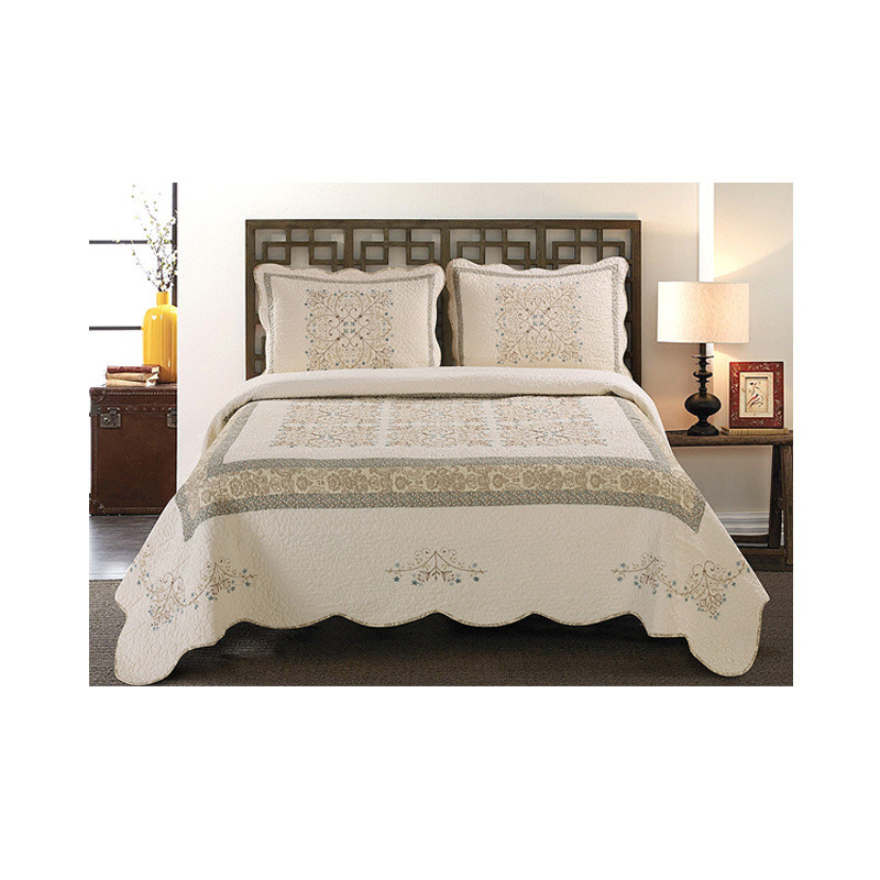 绣花床盖夏被床单双人床罩床单全棉可水洗机洗三件套