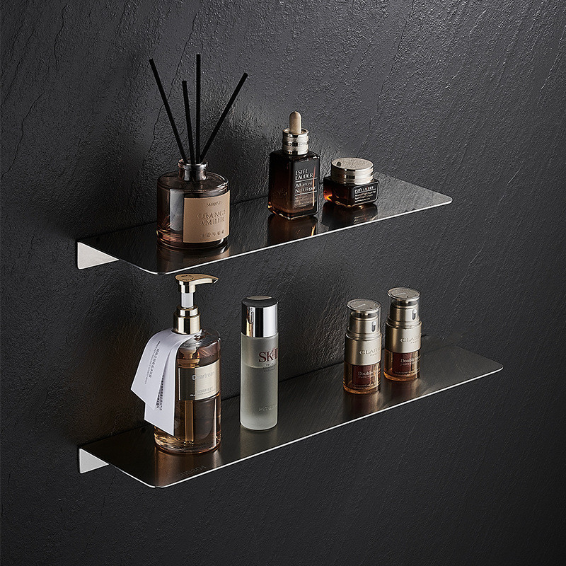 304不锈钢一字隔板浴室卫生间收纳架壁挂洗漱台镜前置物架免打孔