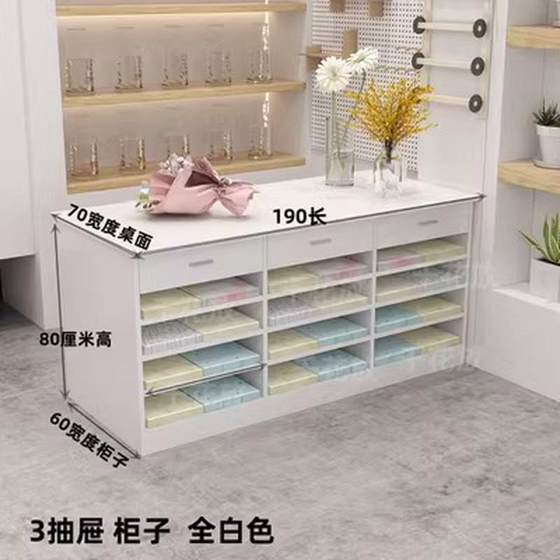 80高多功能收银台操作台插花展示台包装纸收纳柜花店花架桌抽拉可