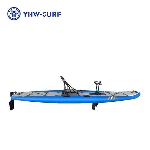 现货休闲钓鱼滑水板充气式桨板脚蹬式双浮筒桨板运动脚踏船