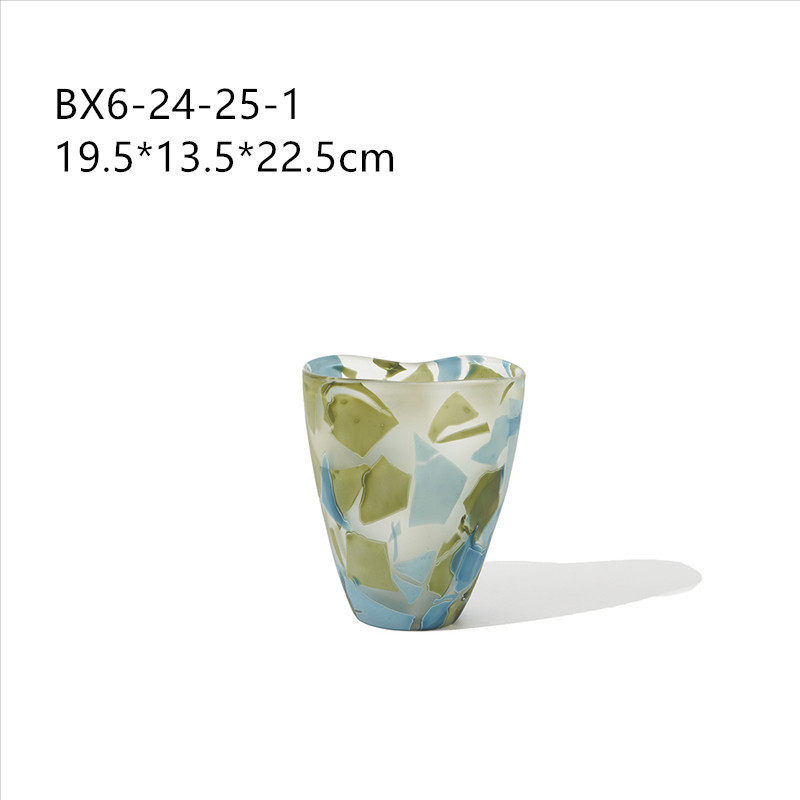 复古风彩色花盆创意花纹敞口渐变居家果盘台面样板房装饰玻璃花瓶,家居饰品,装饰摆件,淘宝优惠券,粉丝福利购,淘宝优惠卷