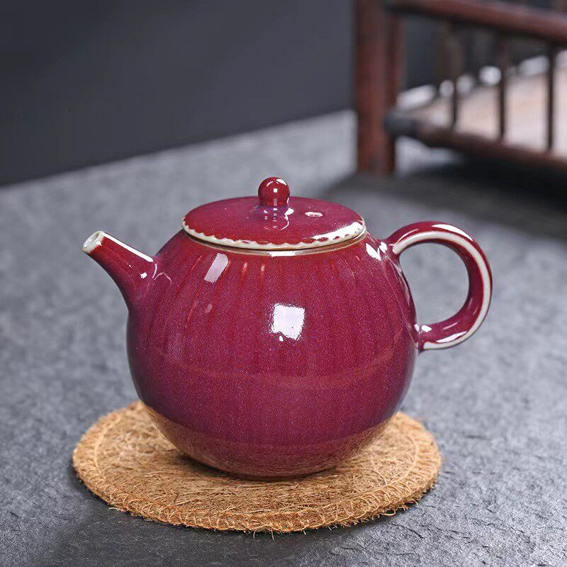熹言钧窑小孔家用陶瓷功夫高档泡茶壶单壶球茶壶过滤泡茶瓷器窑变
