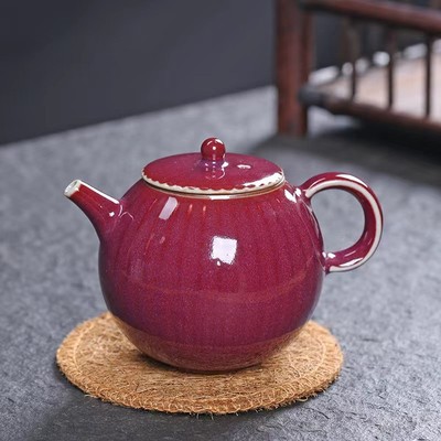 熹言钧窑小茶壶家用陶瓷高档功夫泡茶壶单壶球孔过滤泡茶瓷器窑变