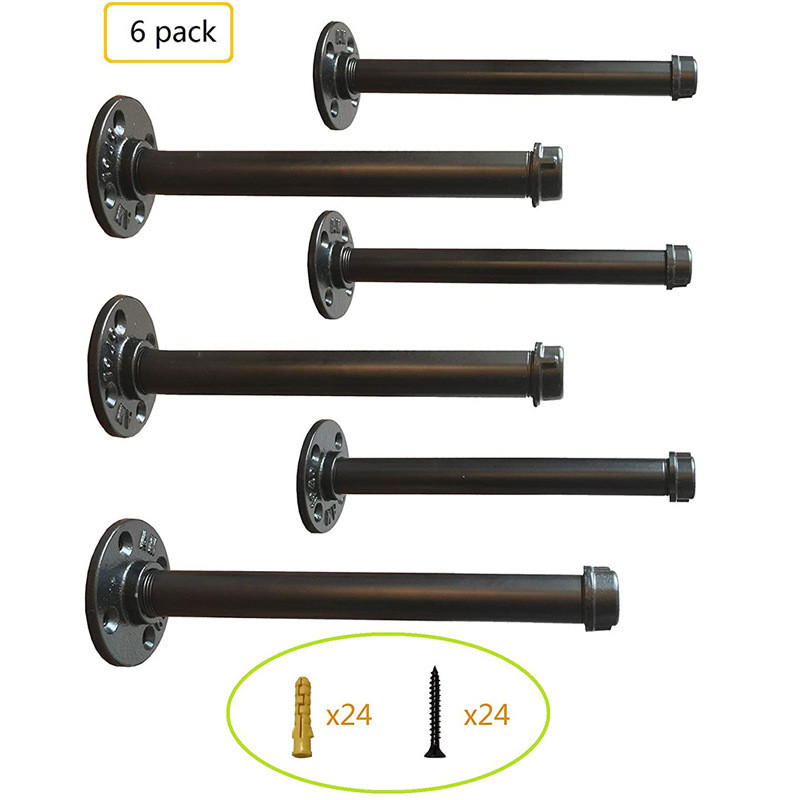 水管铁艺美式支架工业风圆管墙上挂衣杆外贸搁板壁架支撑架