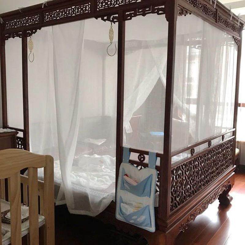 中式古典明清仿古床蚊帐月洞拔步架子床踏步床床四柱床帘床幔蚊帐