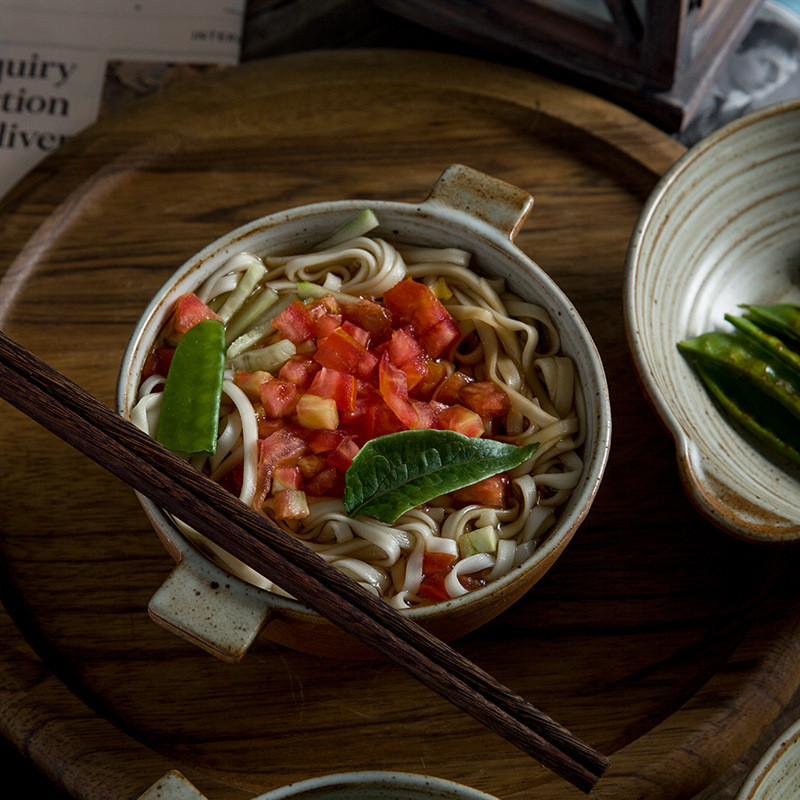 热销双耳个性土碗复古手工粗陶日式粗陶饭碗汤碗面碗简约家庭家用