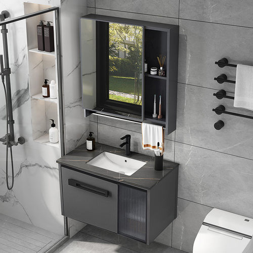 热销太空铝浴室柜组合陶瓷一体盆洗手间阳台防水洗漱池家用卫生间