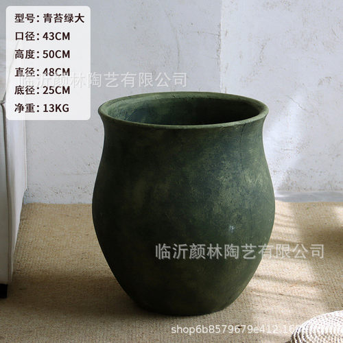 复古做旧水泥花盆大号口径圆形龙舌兰户外绿植盆创意落地花盆客厅