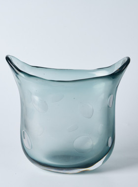 花瓶琉璃扁手工样板房花器水晶饰品干花花艺套装售楼处高端摆件