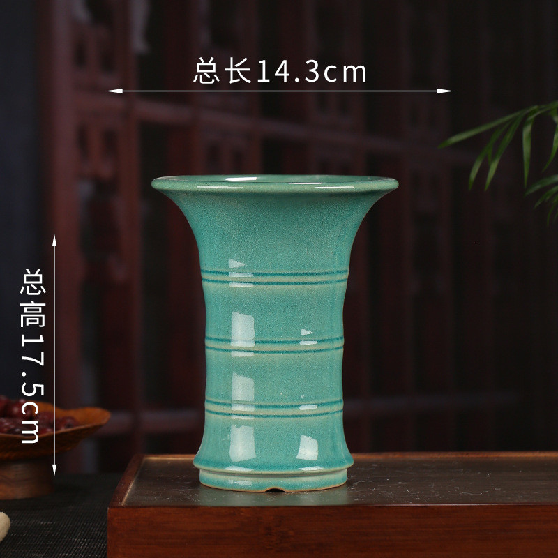 小竹节兰花盆大气儒雅矮牵牛花卉各种多肉摆件宜兴釉水批发ylh08