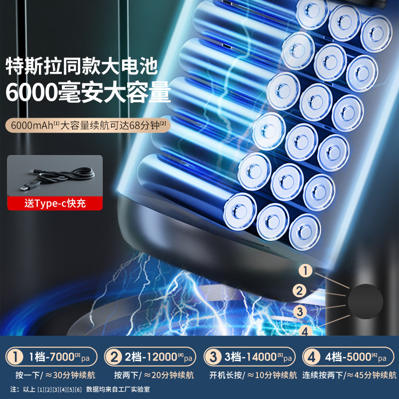 车载吸尘器大吸力无刷电机无线车用吸尘器充电手持吸尘机吹吸两用