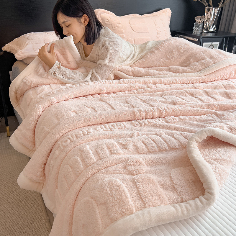 雕花飞机加厚沙发毯高级感午睡毯办公室保暖盖毯法兰绒毛毯小毯子