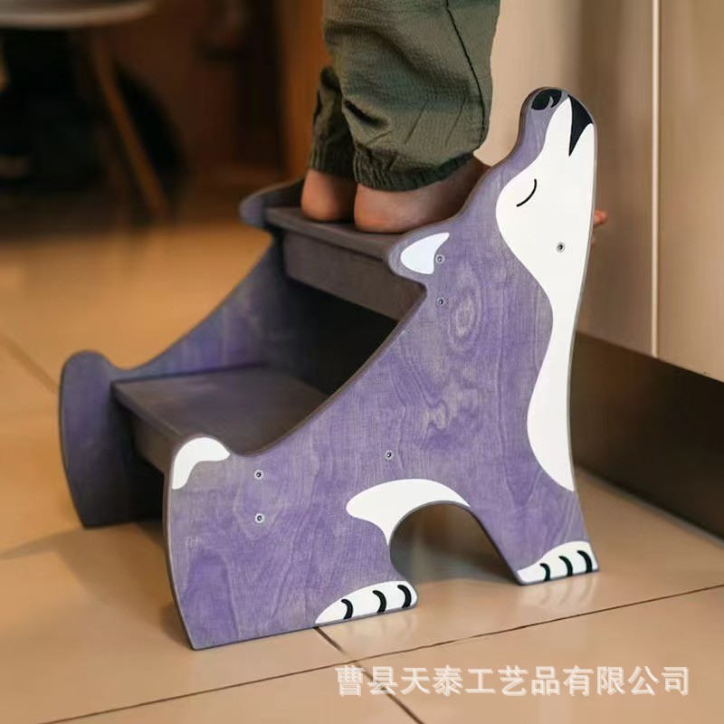 洗手阶梯板凳儿童木质双层垫脚凳宝宝踩脚凳狗狗木质洗脸脚踩