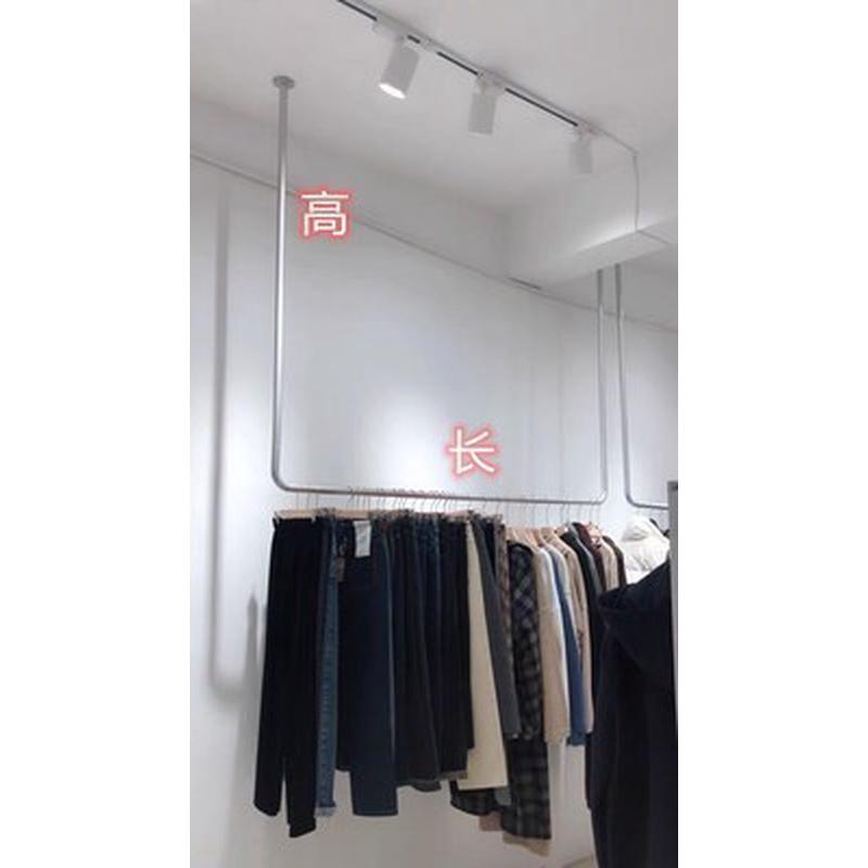 服装店展示架金色铁艺侧挂吊架上墙吊顶陈列架u悬挂衣架女装货架