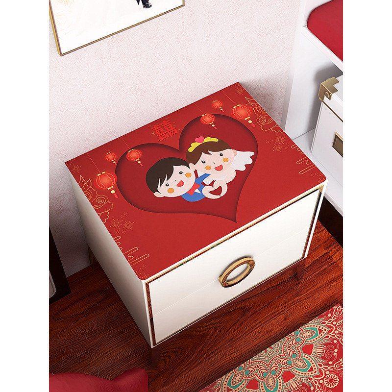 婚房布置大全床头柜盖布婚庆用品套装男女方新房卧室婚礼结婚装饰