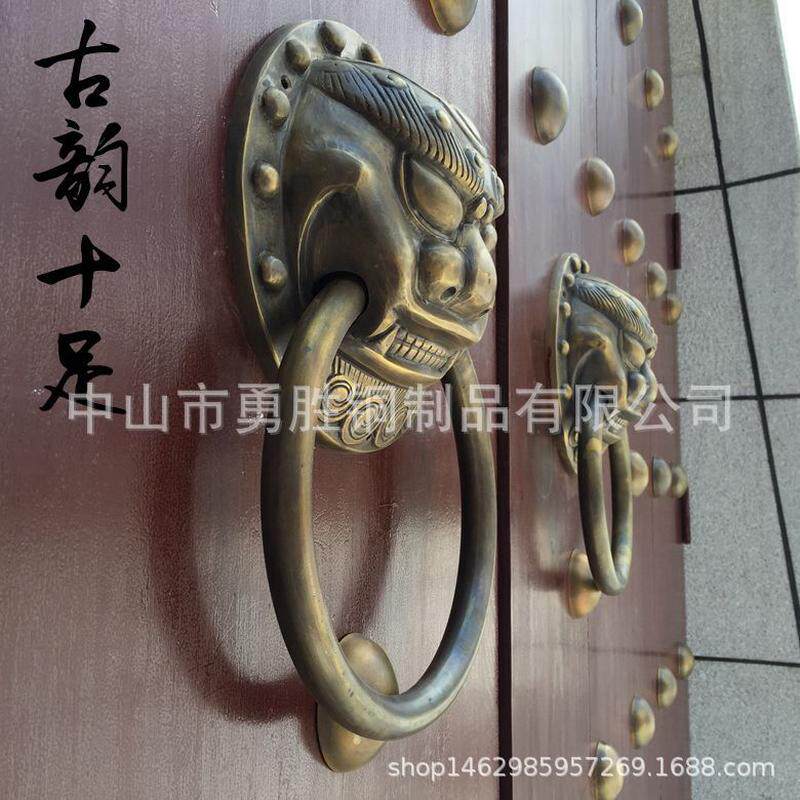 仿古门环装饰大门拉手大拉把对开门古铜兽头老式把手门家用狮子头